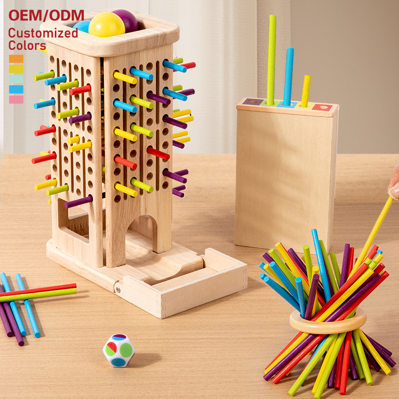 Montessori Children Wooden Balance Tower Pisa Stick Game Educational Parent-Child Interactive Playing Gift Toys for Kids Boys